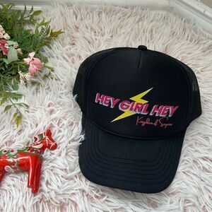Kingdom Of Sequins Boutique Black Hey Girl Hey Lightning Rope Band Trucker Hat‎